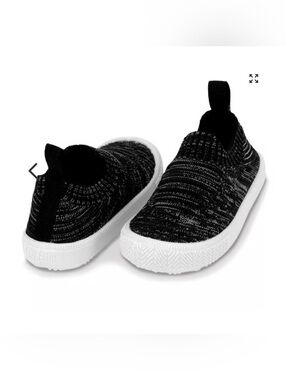 Kids Slip-On Knit Sneakers in Black and White with White Sole